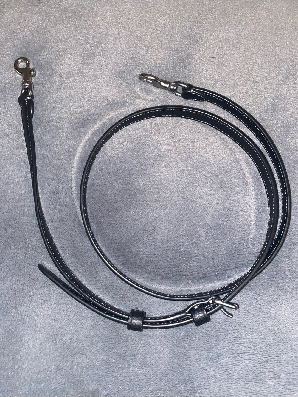 Coach Black Leather Strap with Silver Hardware